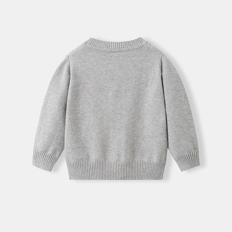 Детский вязаный кардиган с V-образным вырезом на весну и осень - Школьный стиль для мальчиков и девочек, хлопковая верхняя одежда