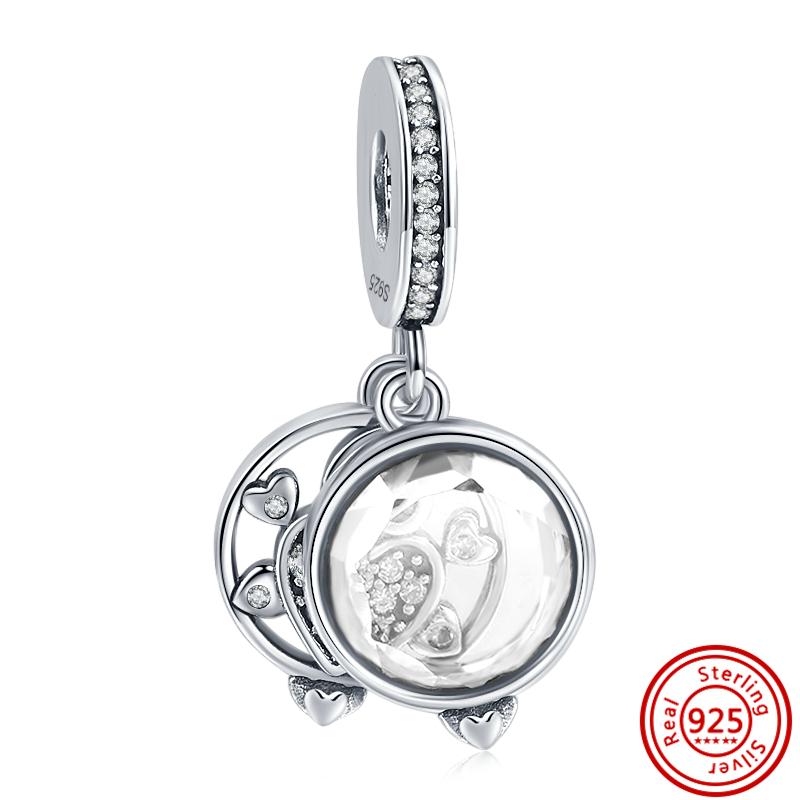 Новый серебряный кулон S925 «Луна, дерево, я люблю маму», блестящие бусины с паве, подходят для оригинальных подвесок, браслетов, «сделай сам», для женщин, ювелирных изделий