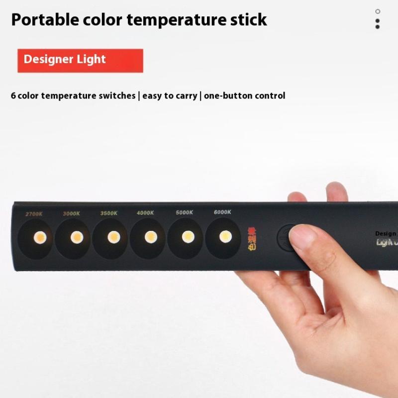 Portable Color Temperature Lamp Stick Simple Professional USB Rechargeable 2700K‑6000K 6 Modes For Photographic Fill