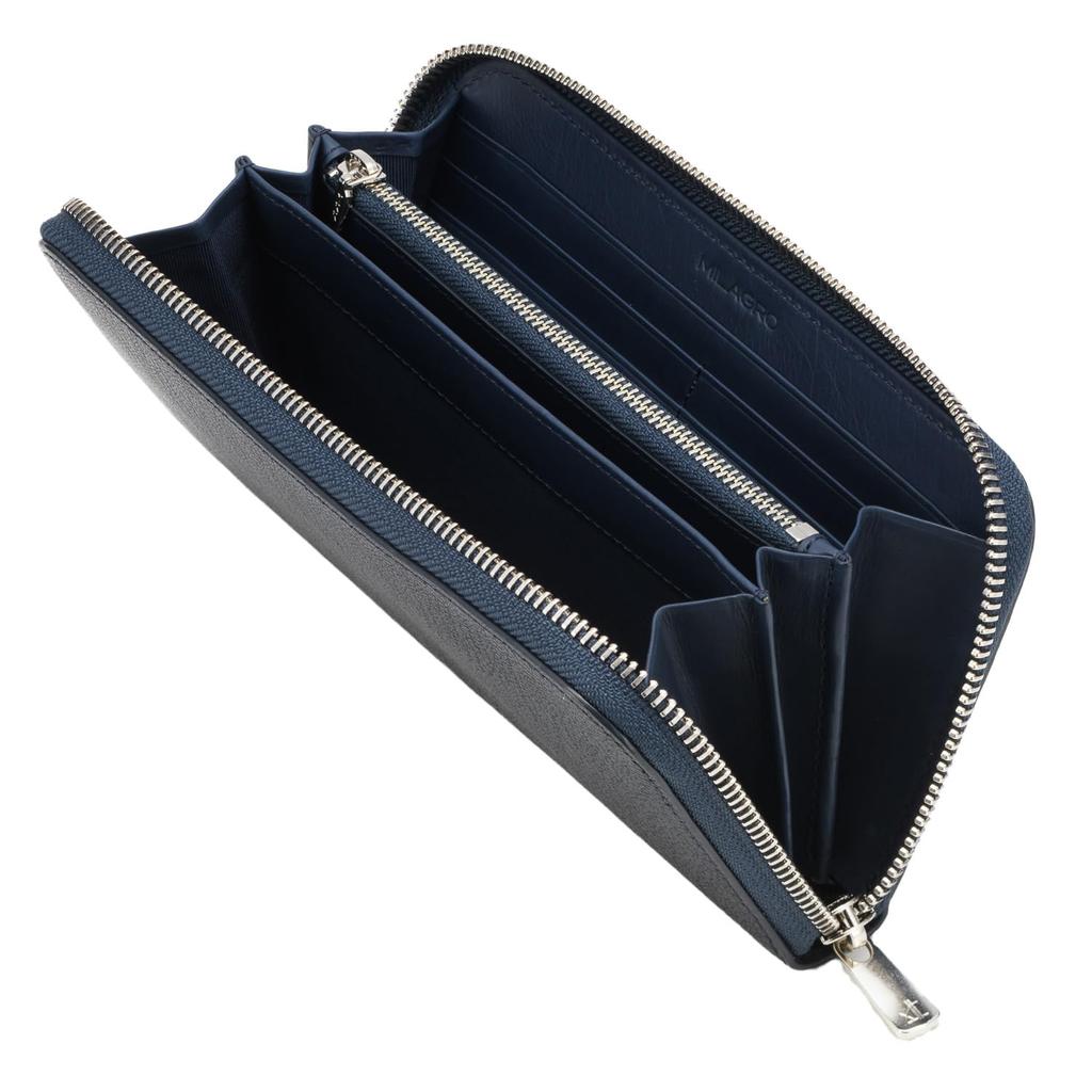 Длинный кошелек на молнии Milagro Himeji из козьей кожи (Кожа Химедзи Натуральная козья кожа Мужской большой вместимости) EA-MI-200 (зеленый)