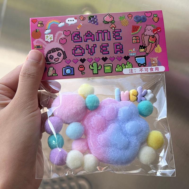 Новая игрушка-фиджет Мини-мягкие игрушки Kawaii Плюшевая кошачья лапка Прозрачный куб Игрушка для снятия стресса