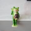 Cartoon Frog Figurine Holding Vase Milk Tea Frog Statue Resin Animal Sculpture Outdoor Garden Flower Pot Hugger Ornament