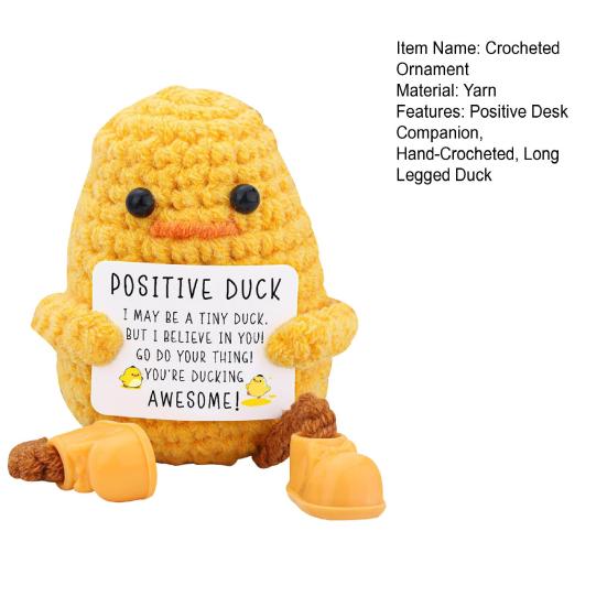 Вязаная крючком уточка, украшение ручной работы, длинноногая уточка, кукла, компаньон для стола, позитивная утка, вдохновляющий подарок для женщин и мужчин, наполнители для рождественских чулок