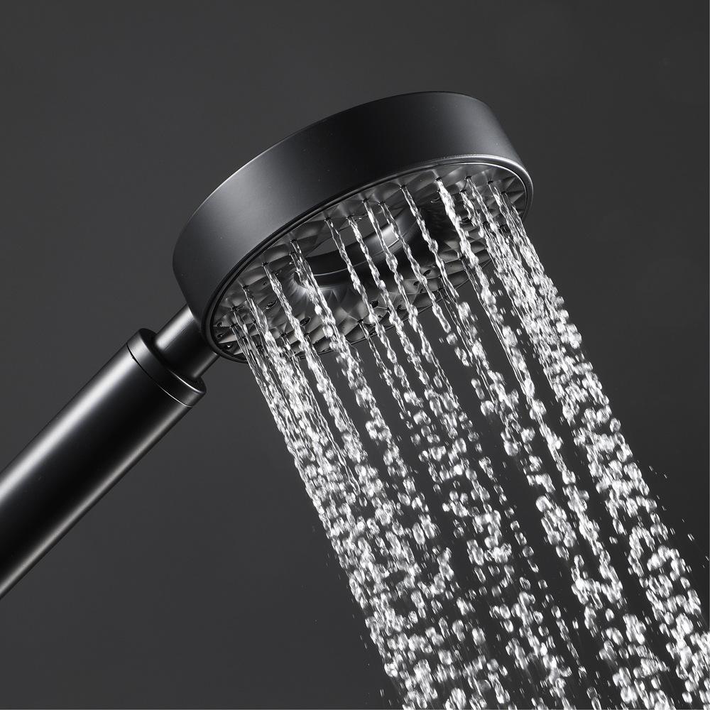 Bathroom Black Handheld Rainfall Pressurized Shower Set with Hose and Bracket