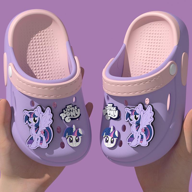 Женские клоги My Little Pony Пинки Пай для улицы, детские нескользящие сандалии для пляжа, закрытые тапочки для девочек