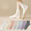 Women's Spring Antibacterial Mid-calf Socks, Versatile Macaron Boneless Socks, Trendy Socks, Skin-friendly Soft Cotton Socks