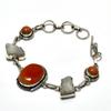 Carnelian Moonstone Rough Gemstone 925 Silver Plated Jewelry Bracelet 6-8"