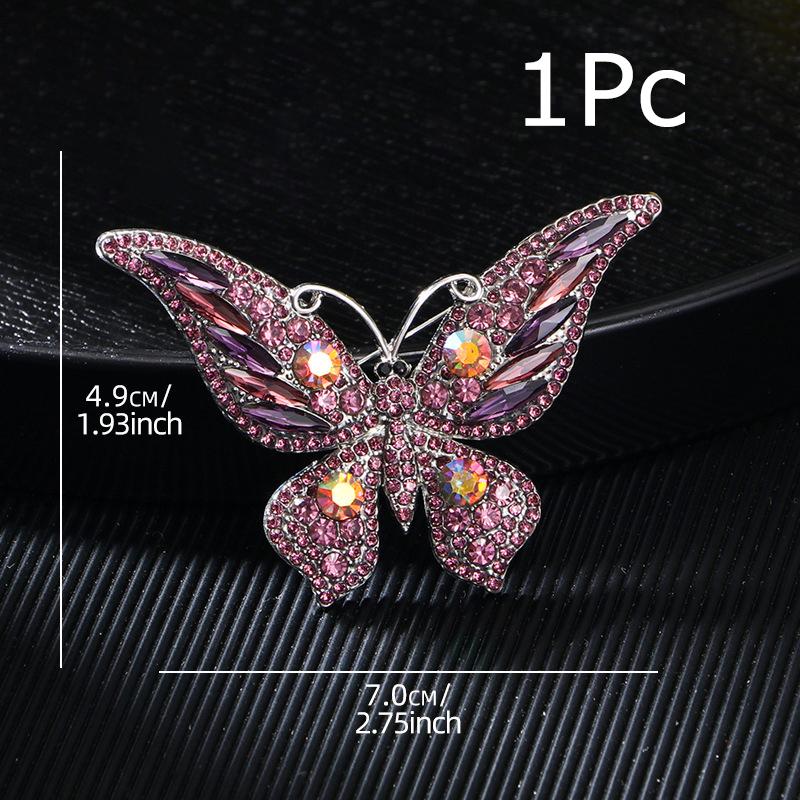 Ретро Подарки Брошь-цветок на грудь в виде бабочки Светская жизнь Инкрустированные бриллиантами Красочные тканевые аксессуары Модная элегантность 1 шт.