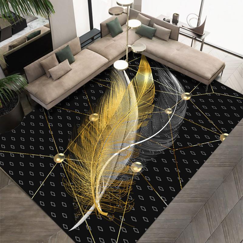 3D современный простой ковер с принтом из перьев для гостиной, полный коврик для спальни, одеяло для кровати, учебный стол и коврик для стула