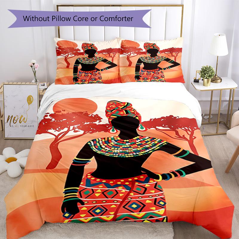 African Style Bedding Set Breathable Duvet Cover with Pillowcases Decorative Bed Linen for Bedroom Home Decoration Birthday Gift