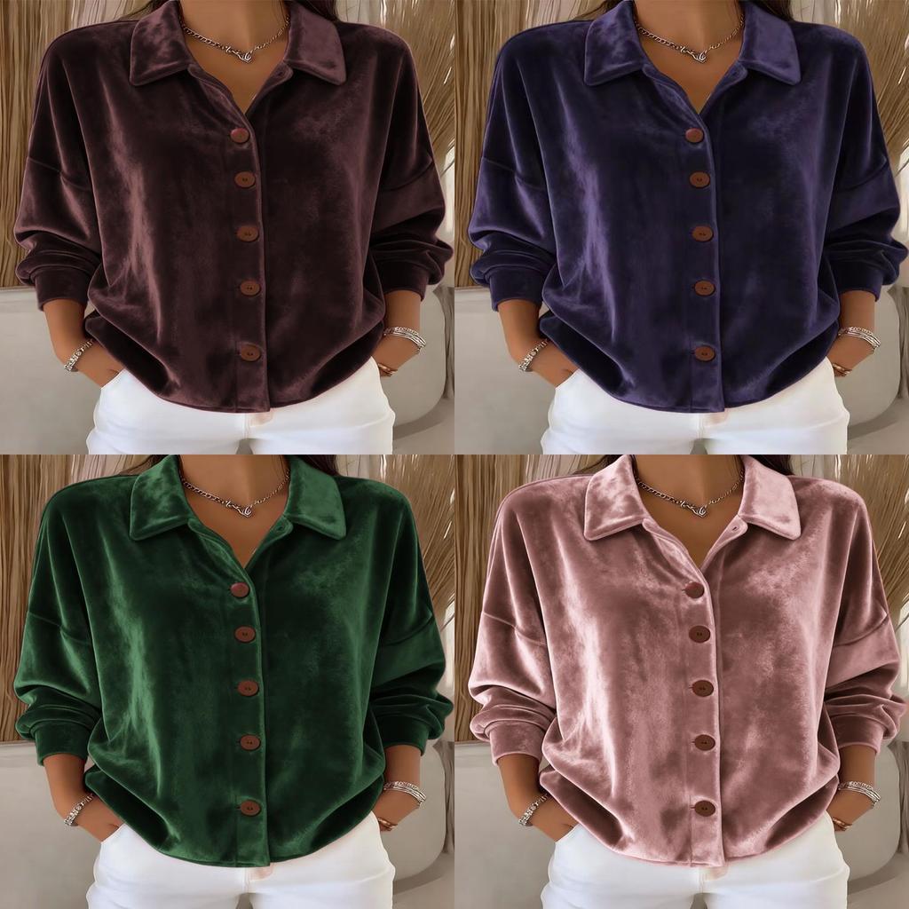 Polyester Long Sleeve Shirt Cardigan With Buttons For Casual Winter Wear