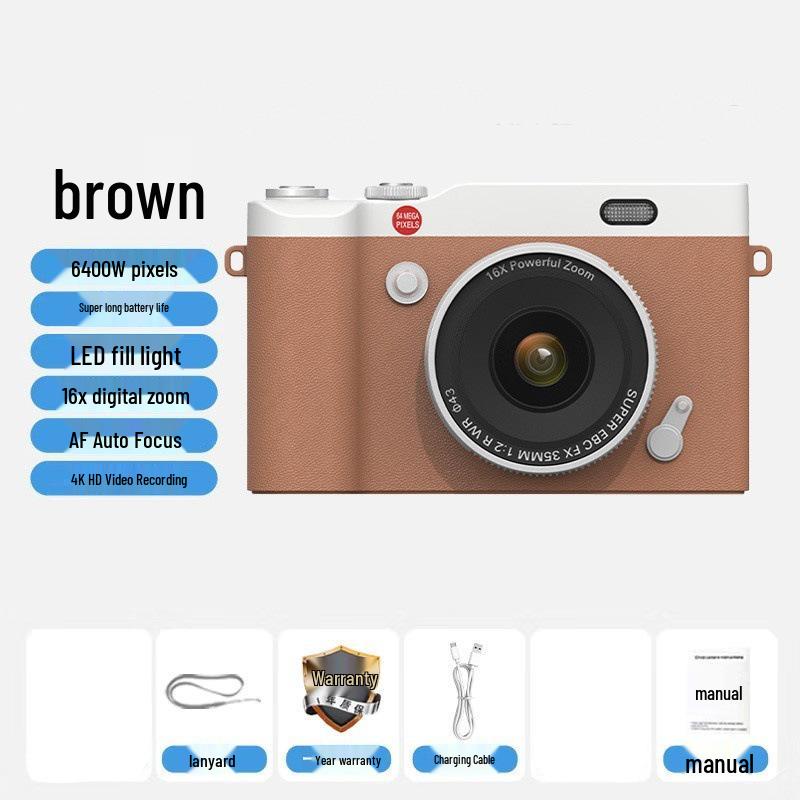 CCD Digital Camera with Dual Lenses - Retro Flip-Phone Style, Perfect for Students and Kids, Connects to Phone.
