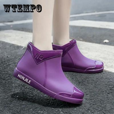 Женские непромокаемые повседневные рабочие непромокаемые сапоги на плоской подошве, женские универсальные непромокаемые сапоги больших размеров, нескользящая однотонная обувь для воды