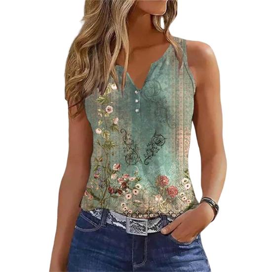 Yousheng женский летний жилет с v-образным вырезом без рукавов с цветочным принтом майки на пуговицах вырез свободный крой повседневная камзол уличная одежда
