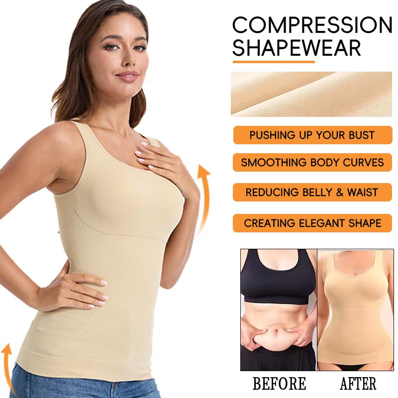 Женский компрессионный топ-майка Shapewear с квадратным вырезом, коррекция живота, боди-шейпер, тренажер для талии, мягкое мягкое нижнее белье с набивкой