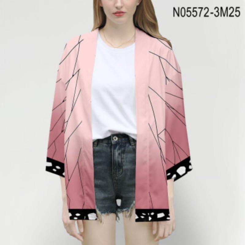 Аниме Клинок, рассекающий демонов, Взрослый угольный Джиро Ё Бин Принт Детский плащ Кимоно Периферийная куртка с перьями