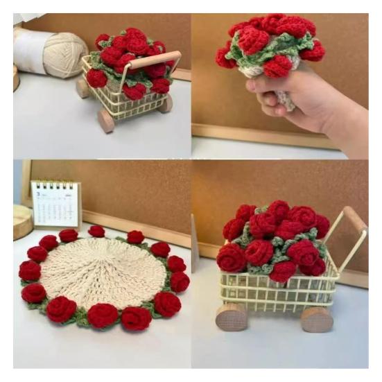 Вязаные крючком подставки под чашки ручной работы, винтажные подставки в виде букетов роз, уникальные аксессуары для декора кофейного столика