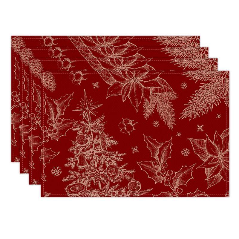 Christmas Linen Placemat Christmas Theme Table Mat Heat Insulation Pad Western Meal Table Pad Dining Table Decor
