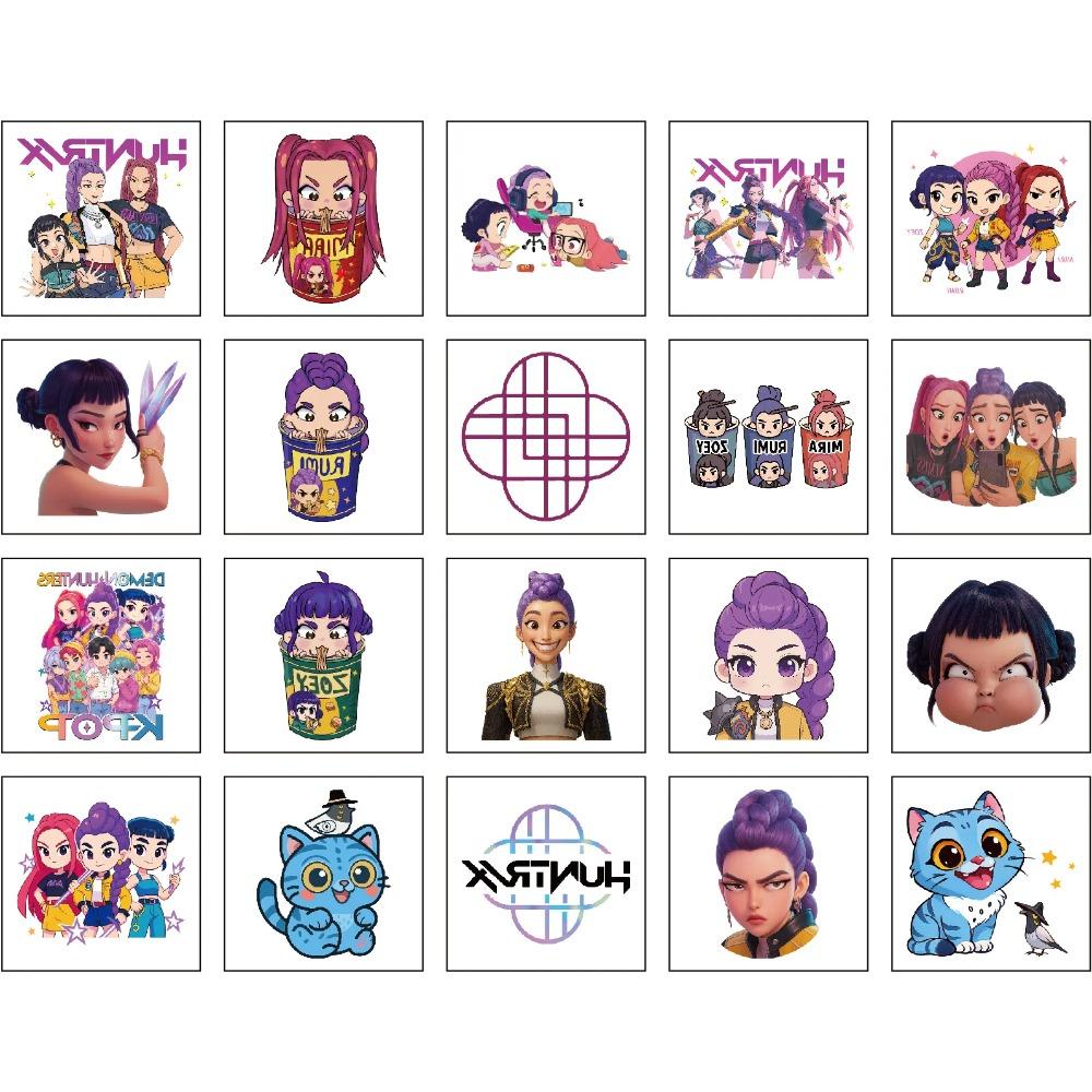 20 шт. K-pop Тату Охотник на демонов Мультяшное Аниме Наклейки Охотники на демонов Смешные Временные татуировки для Фанатов Подарки на День рождения