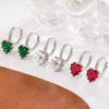 Multicolor Ear Clip Heart-Shaped Inlaid Zircon Earrings Korean Style Sweet Girl Ear Rings