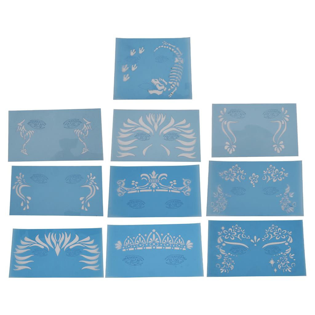 10 листов трафарета для нанесения краски на лицо PET праздничный шаблон для макияжа на Хэллоуин для сценического выступления