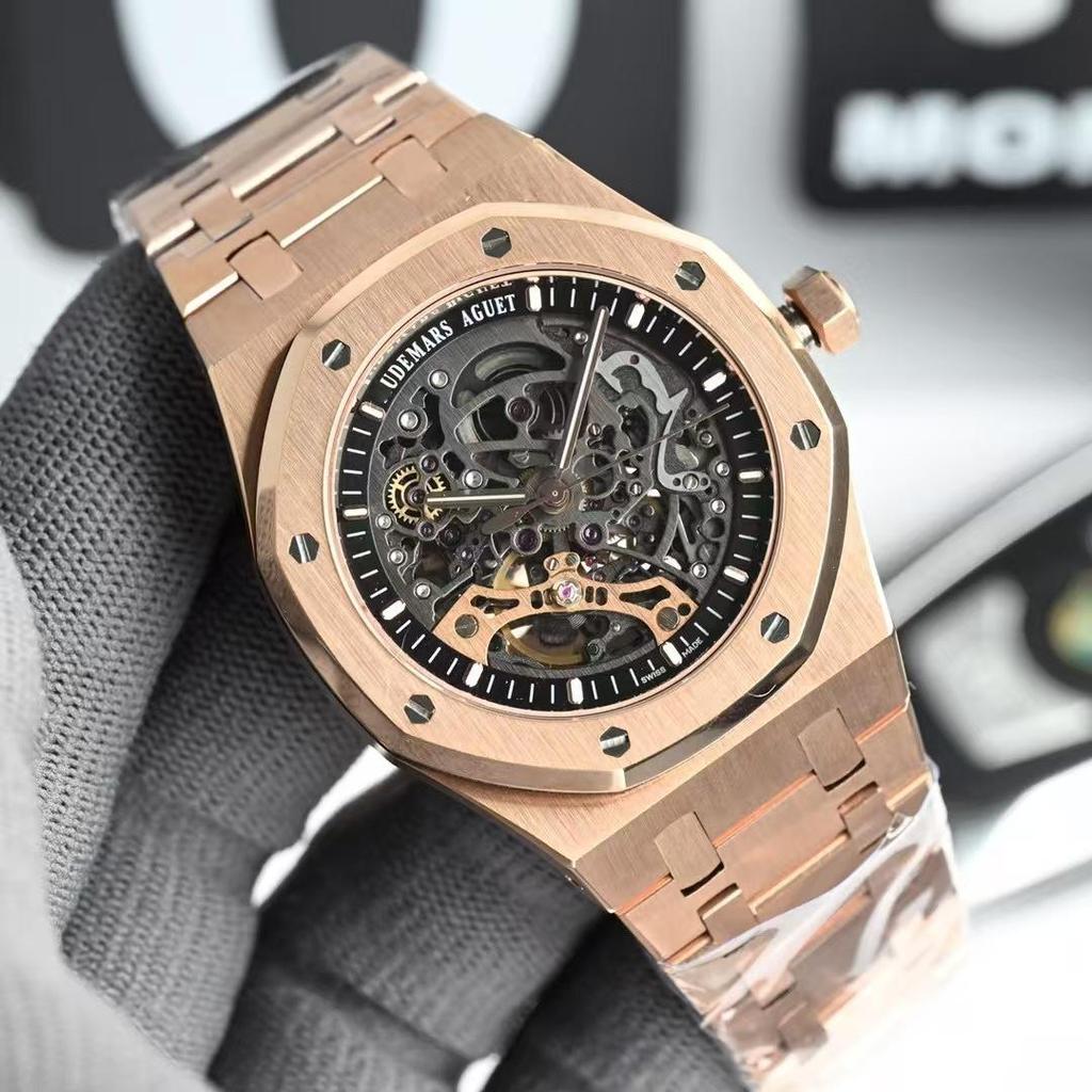 Мужские автоматические механические часы AP Royal Oak 15407, водонепроницаемые, с люминесцентными метками, стальной браслет