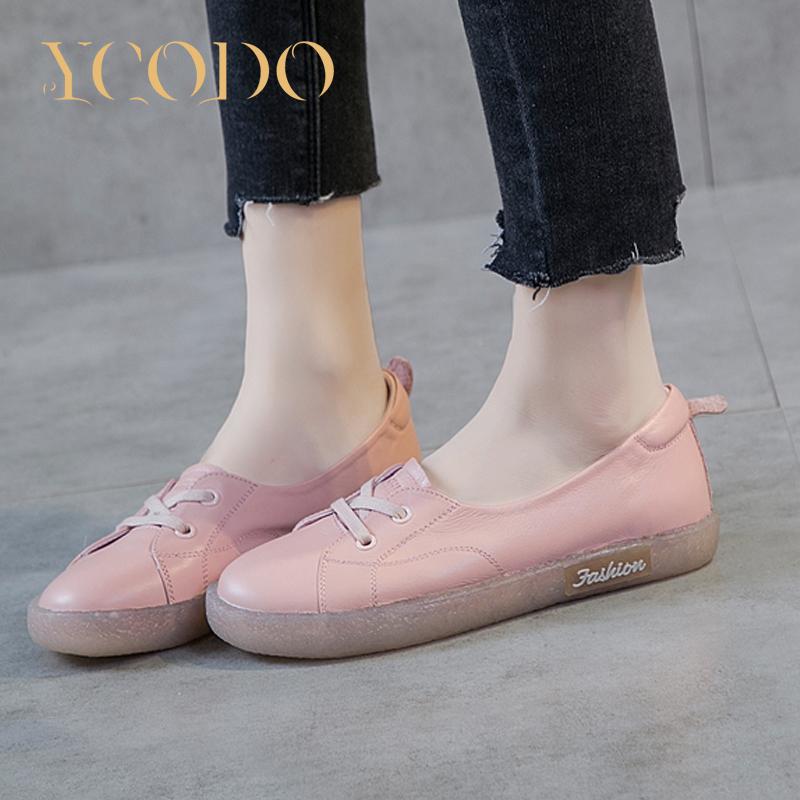 Женская весенне-летняя кожаная повседневная обувь на мягкой подошве для девочек, студенческая обувь без шнуровки