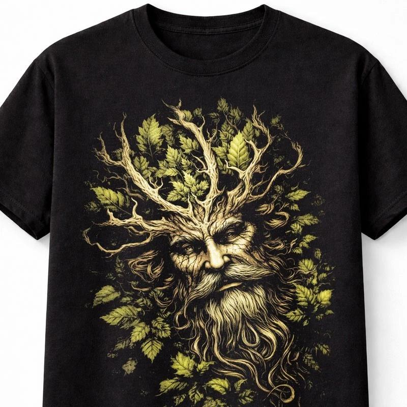 Green Unisex Forest Spirit Pagan Nature Graphic Unisex TShirt Mythic S5XL