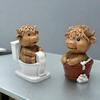 Highland Cattle Resin Statue Paper Roll Toilet Bathing Highland Cow Figurine Sculpture Home Office