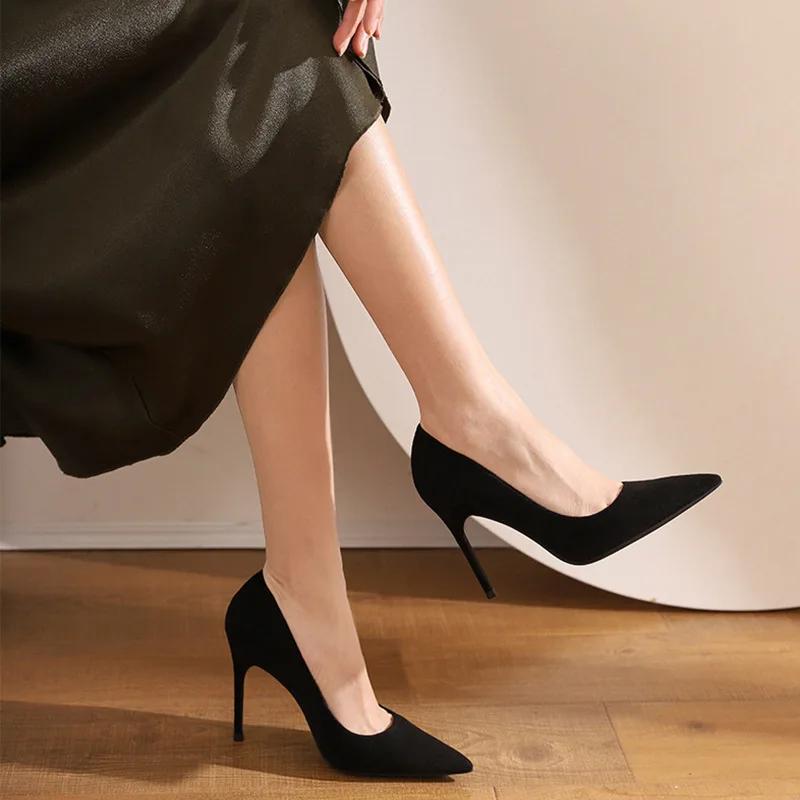 2024 New Spring Autumn Woman Pumps Single Shoes Office Shoes Ladies Black Slender Heel Pointed Toe Sexy Party Shoes Zapatos