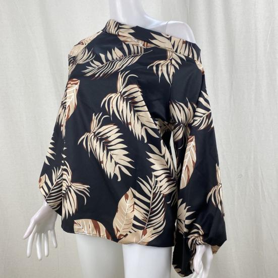 Женский топ свободного кроя с длинным рукавом на одно плечо и вырезом-фонариком