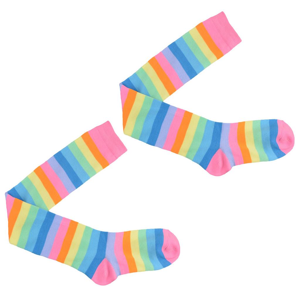 Набор из 2 полосатых чулок до бедра больших размеров Эластичность Воздухопроницаемость Удобные Теплые Модный вид Нескользящие чулки