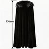 Halloween Grim Reaper Witch Cloak Unisex Feather Cape Vintage Hanfu Outerwear Stage Costume