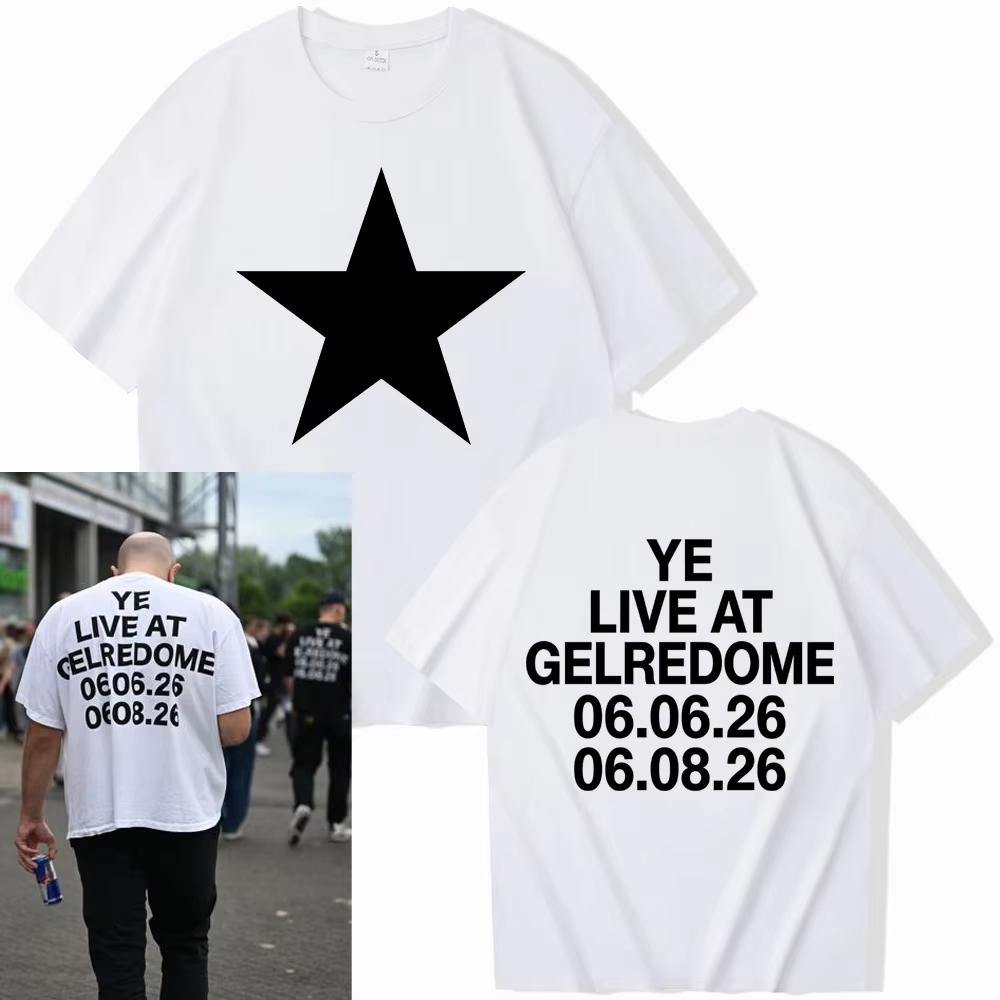Kanye West Live At Gelredome 2026 Concert Tshirt Unisex Unisex Harajuku Short Sleeve Tops Trendy Cotton Oversized Unisex Couples