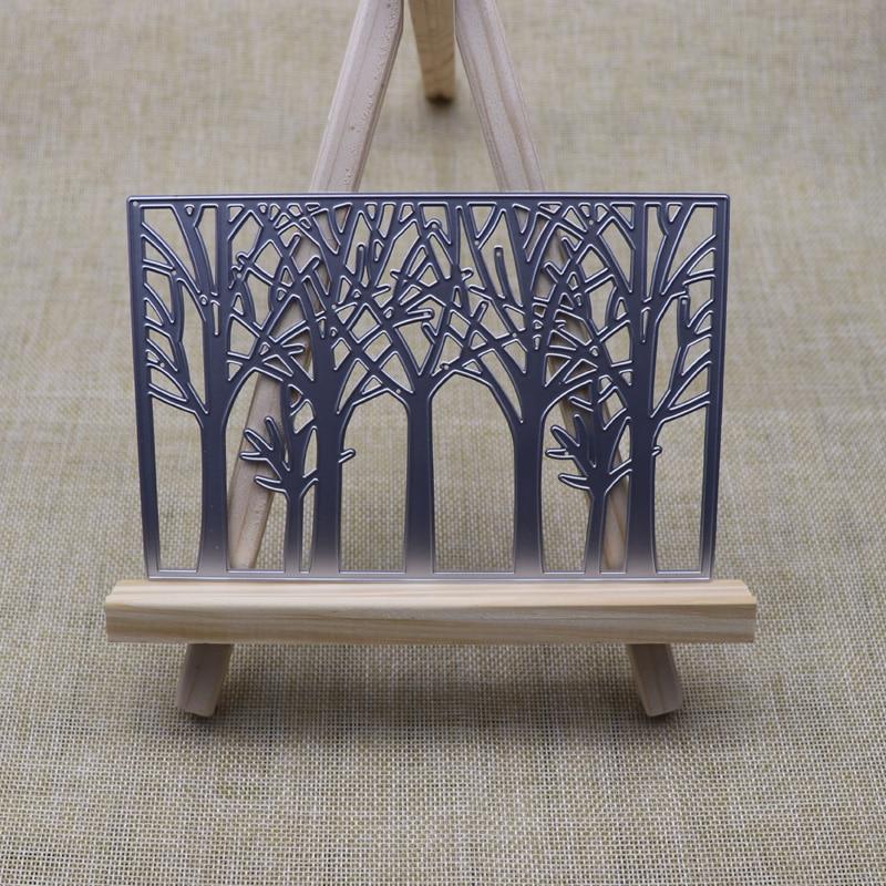 Forest Tree Rectangular Frame Metal Cutting Dies Stencils Die Cut for DIY Scrapbooking Embossing