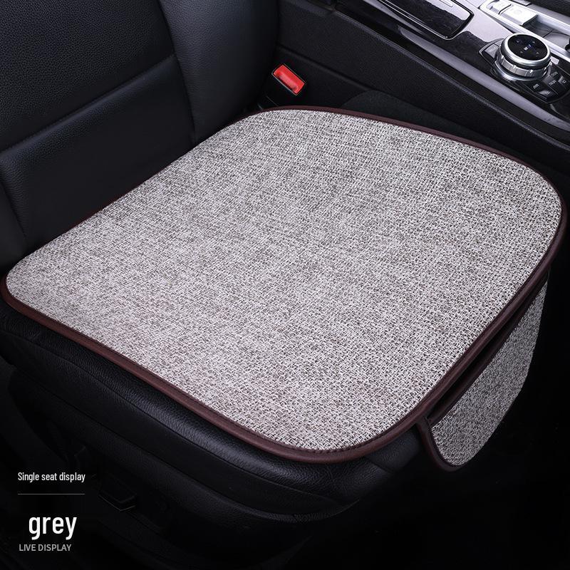 All-Season Linen Car Seat Cushion Set: Three-Piece Universal Fit for Driver/Passenger and Rear Seats