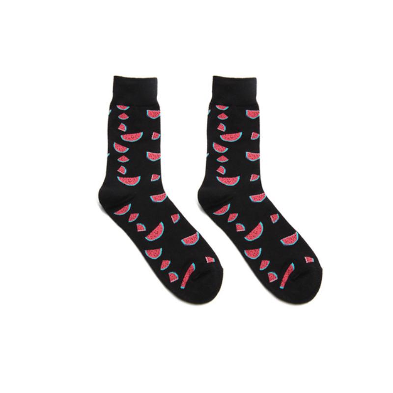 Men Socks Cartoon Lemon Cherry Pineapple Avocado Fruits Colorful Harajuku Male Hip Hop Cotton Socks