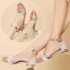 2022 Summer Bright Leather Sandals Low Heel Open Toe Strap Size 43 Women's Korean Style.