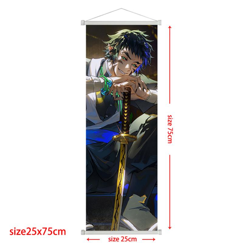 Demon Poster Rengoku Scroll Slayer Kyoujurou Home Decor Kamado Tanjirou Living Decoration Hanging Painting Kids Gift Posters