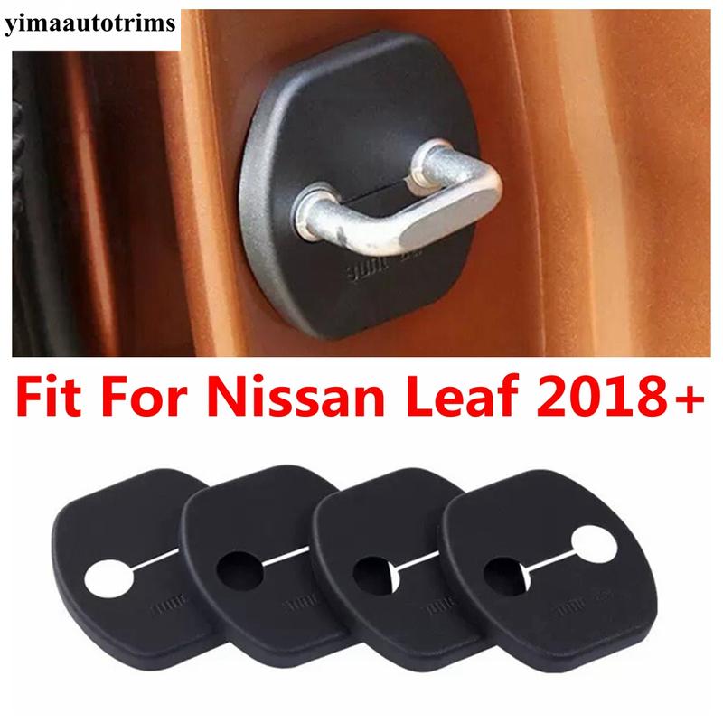 Car Door Lock Cap Protector Decoration Cover Trim Fit For Nissan Leaf 2018 - Black Plastic Interior Accessories