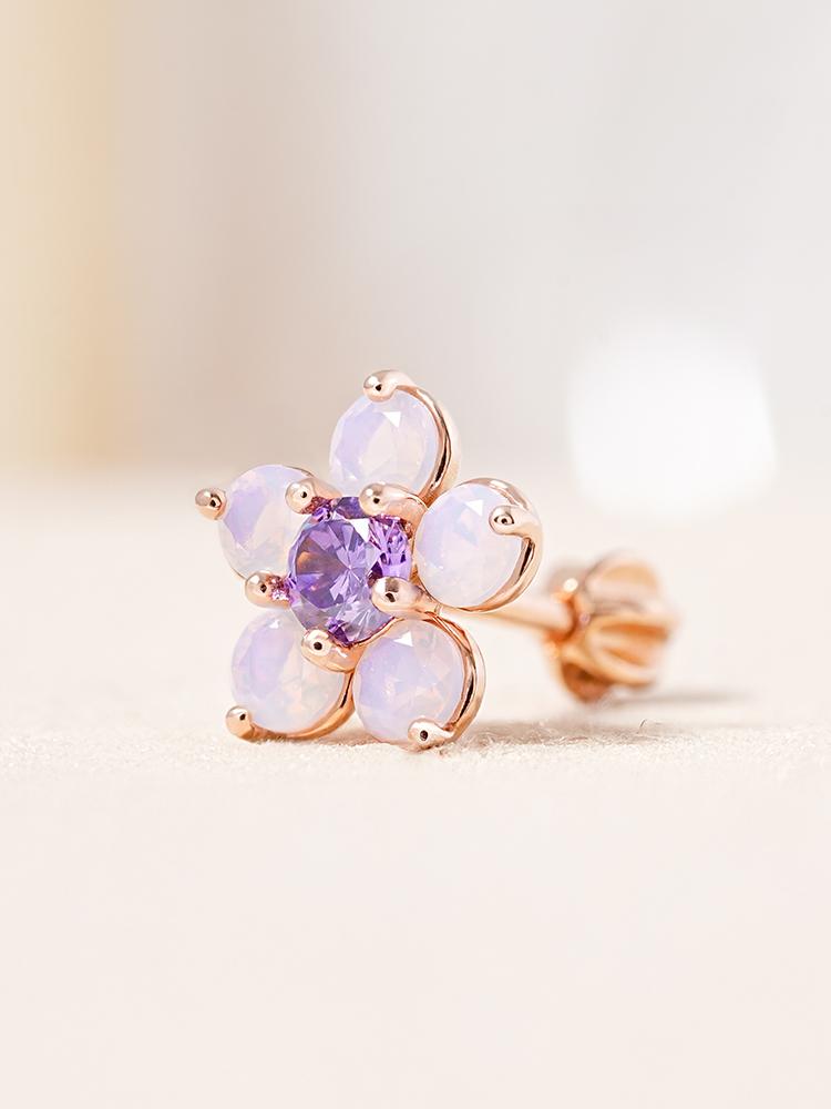 Minimal Piercing 14K 18K Lilac Blossom Piercing