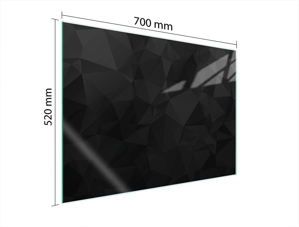 СТЕКЛЯННАЯ ЗАЩИТНАЯ ПАНЕЛЬ ДЛЯ ПЛИТЫ 70x52 ЧЕРНАЯ