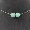 Stones and Minerals. Necklace with 2 Amazonite Beads 8 Mm. Stainless Steel Chain Necklace Women Men. Customizable Size.