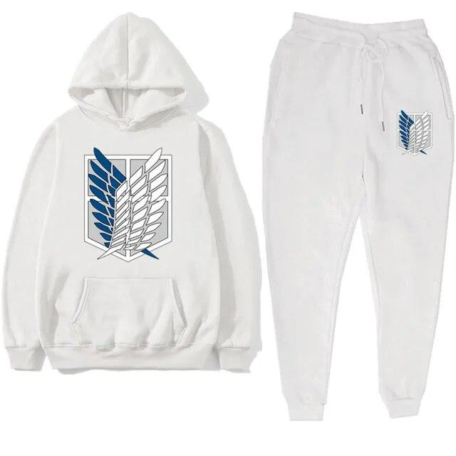 Anime Attack On Titan Levi Green Winter Tracksuit 2 Piece Set Hoodies Pants Sportwear Suit Hooded Sweatshirt Tracksuit Woman