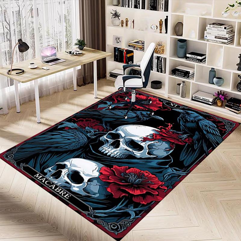 1pc Skull Raven Carpet Anti Slip Polyester Floor Mat for office.Bedroom
