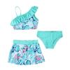 Детский комплект танкини для девочек, комплект из 3 предметов, жилет на бретелях с цветочным принтом, трусики-бикини и юбки, летние купальники, купальники