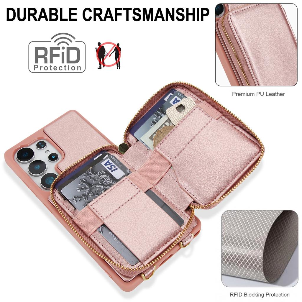 Crossbody Wallet RFID Cards Solt Phone Case for Samsung Galaxy S25 Edge S26 S24 Ultra S23 S22 S21 Plus A26 A17 A56 A36 A16 A55