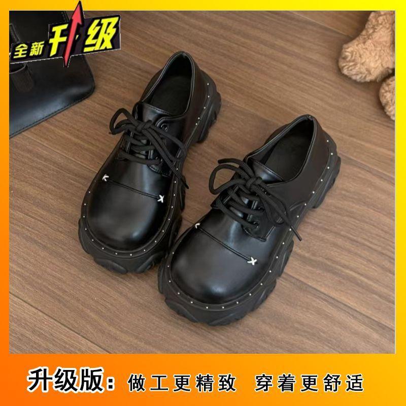 Fashion retro British style women's single shoes, new models in autumn and winter, small height-increasing platform small leather shoes for women