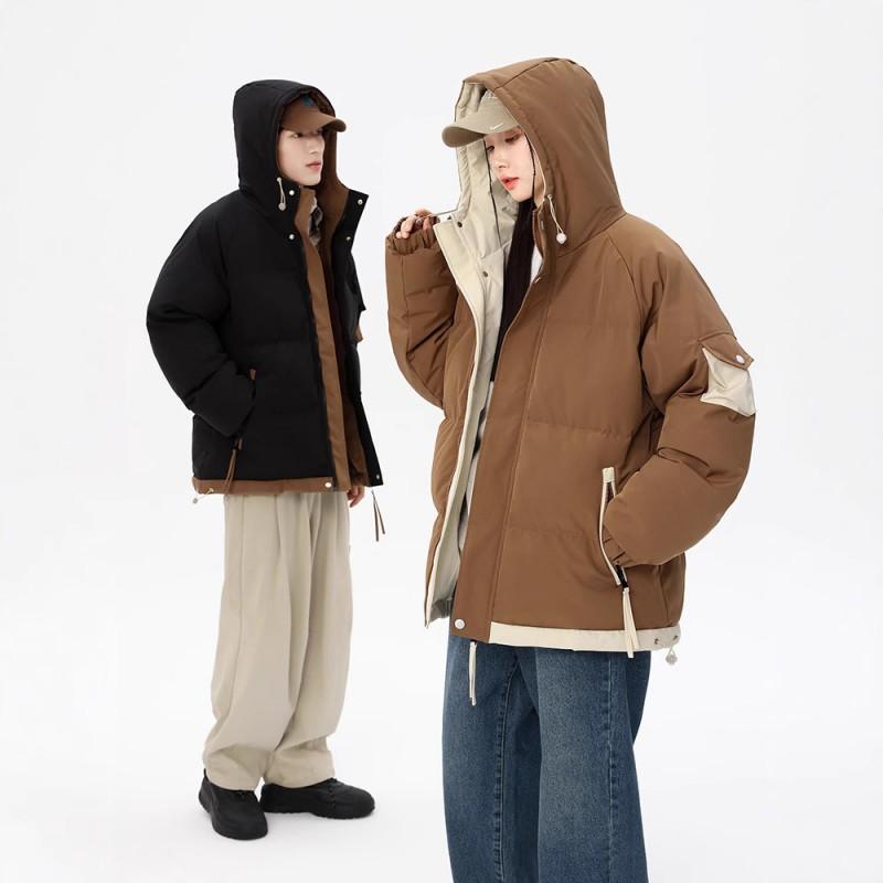 Mens Winter Hooded Cotton Puffer Jacket Thick Warm Loose Fit Casual Outwear Teens Young Adults
