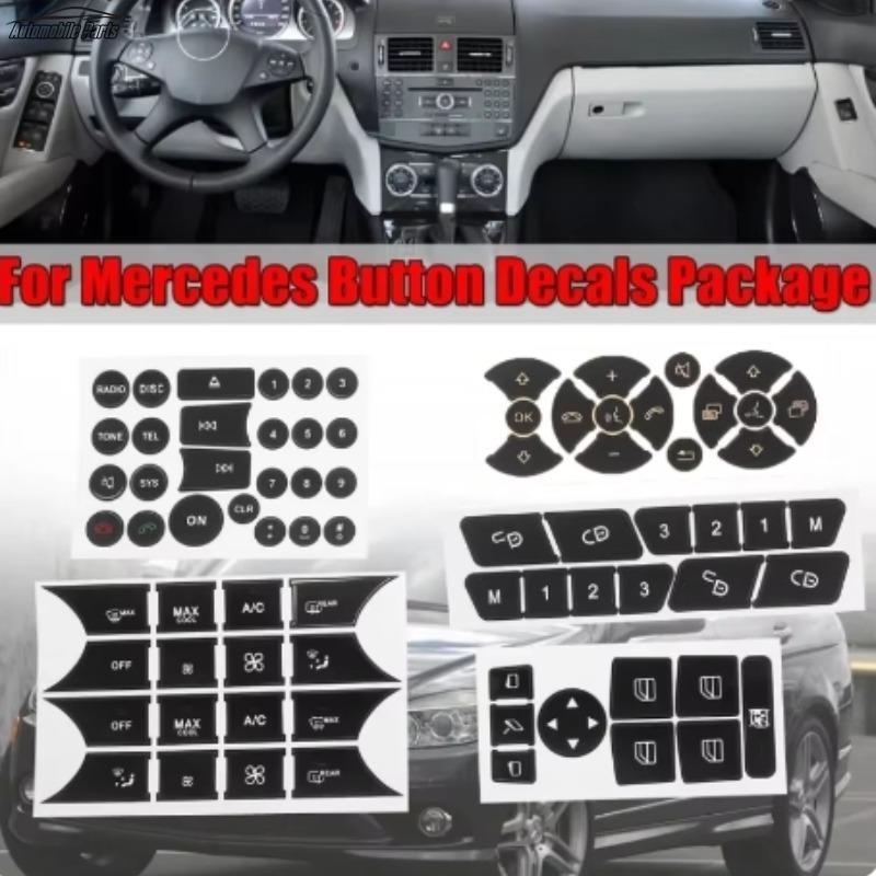 Наклейка для ремонта кнопок автомобиля, матовые черные наклейки, наклейки для Mercedes для Benz GLK350 C Class CLS C218 SLK W172 W204 W207 W212 W218